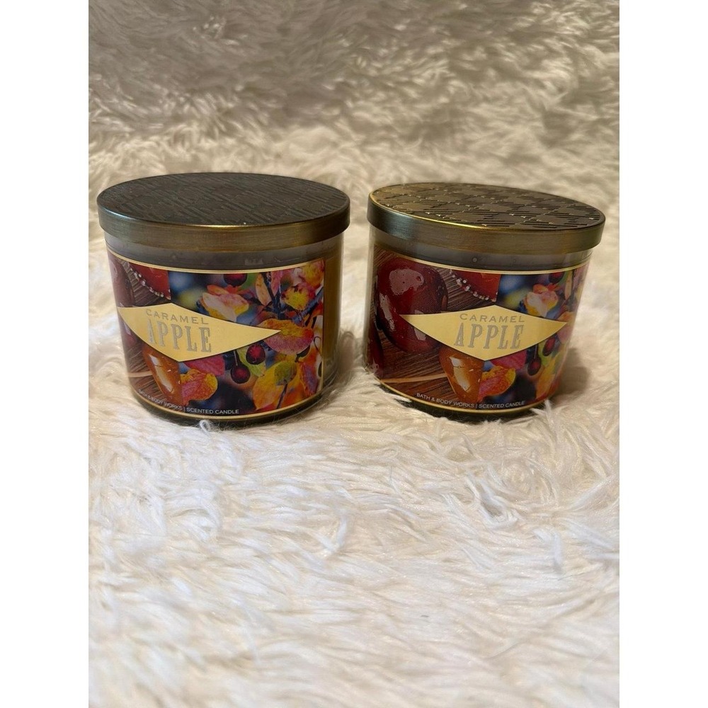caramel apple candle bath body works set of 2 3 wick candles